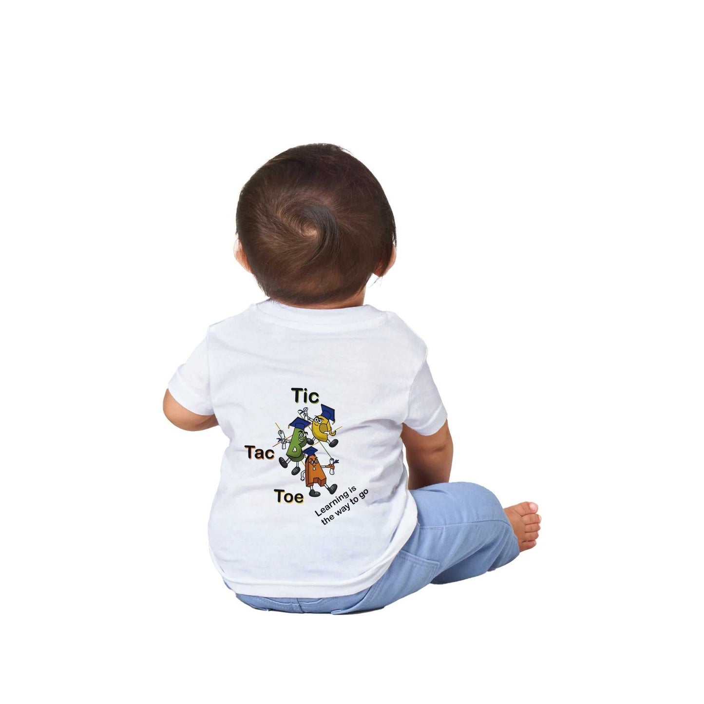 Classic Baby Crewneck T-shirt - Tic Tac Toe Learning is the Way to Go (back)
