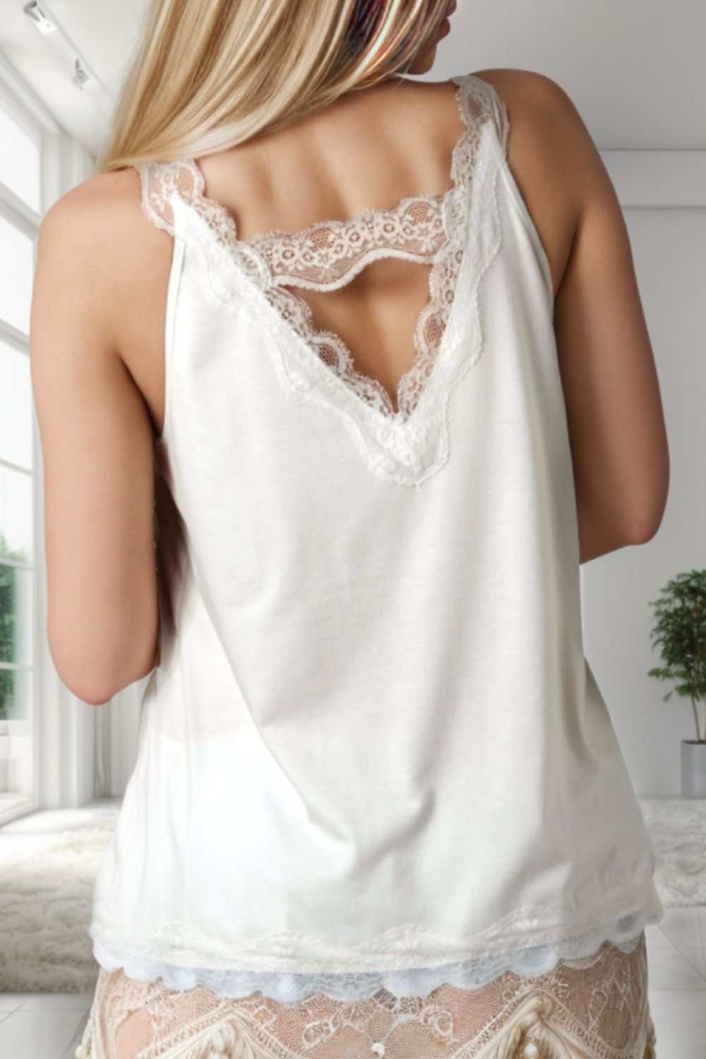 Lace Detail V-Neck Tank
