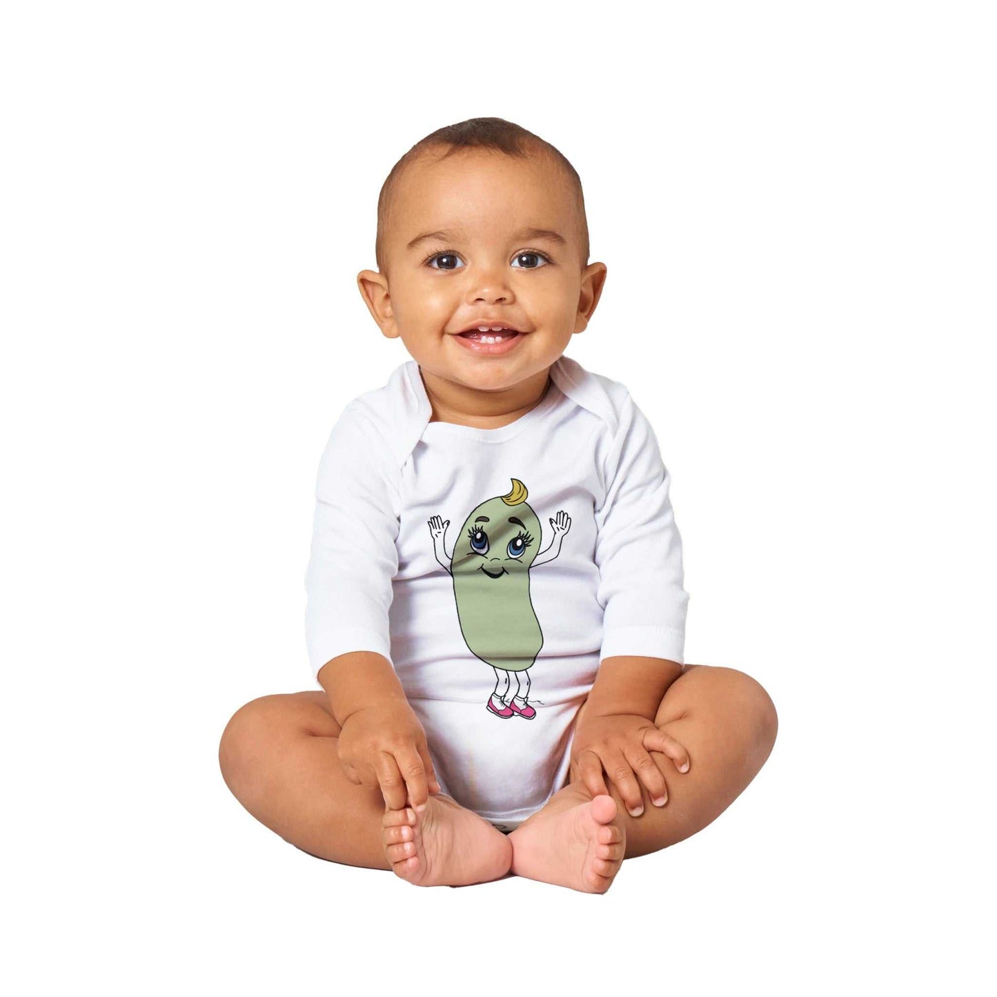 Classic Baby Long Sleeve Bodysuit - Cool Lima Bean Baby w/Yellow Hair