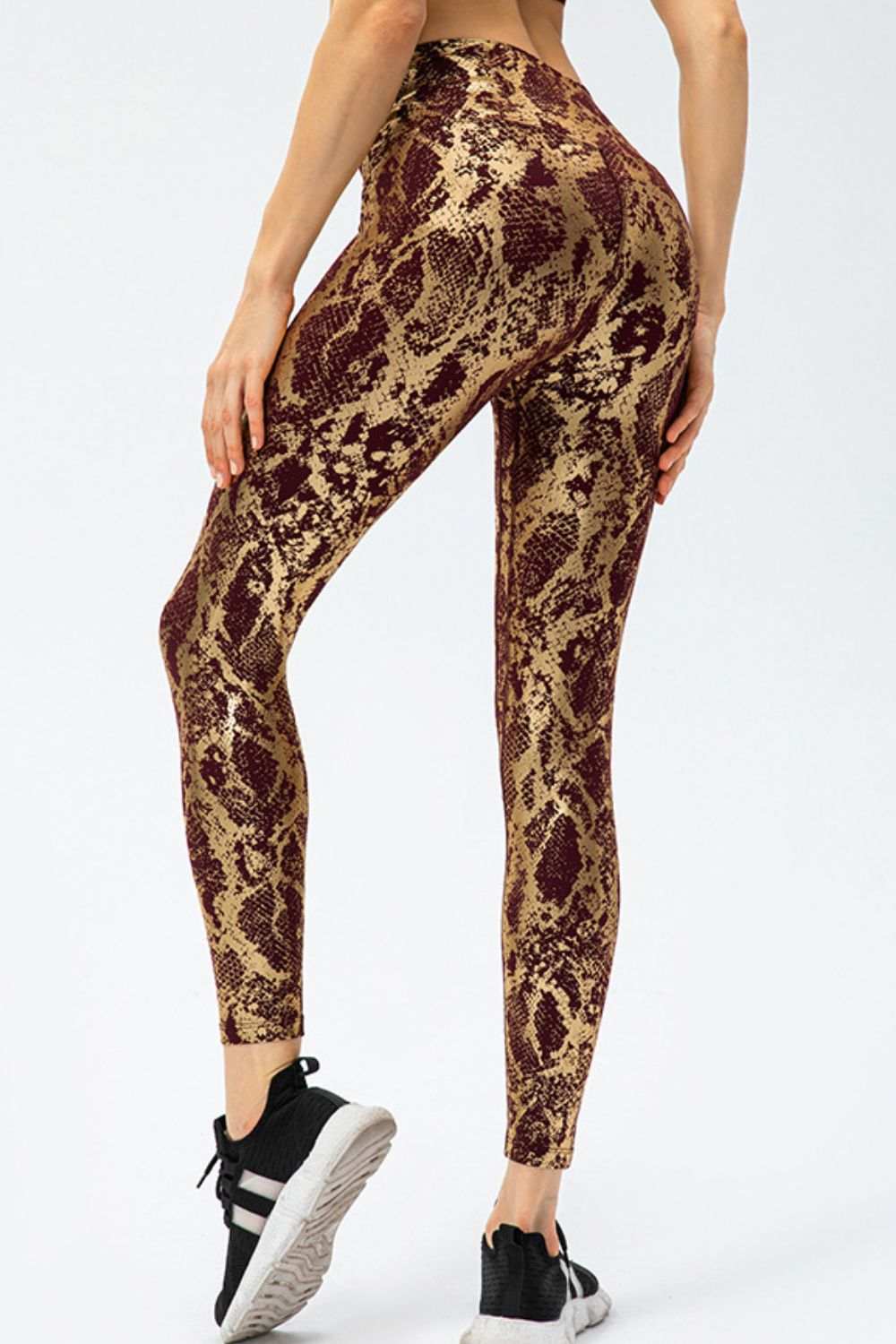 Animal Print Slim Waistband Long Sports Pants Fit Wide