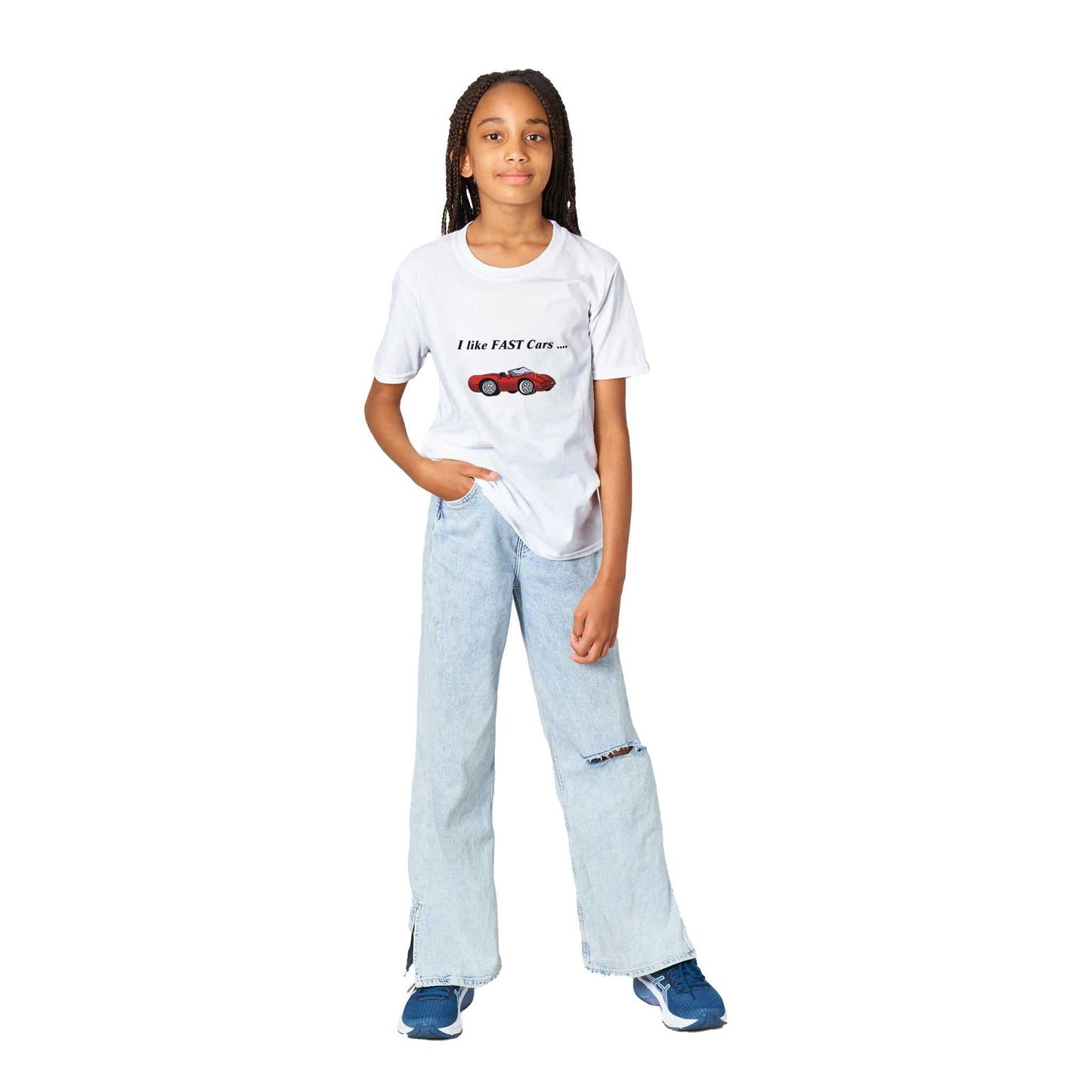 Classic Kids Crewneck T-shirt- I Like Fast Cars
