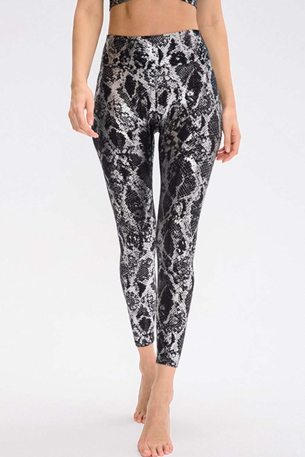 Animal Print Slim Waistband Long Sports Pants Fit Wide