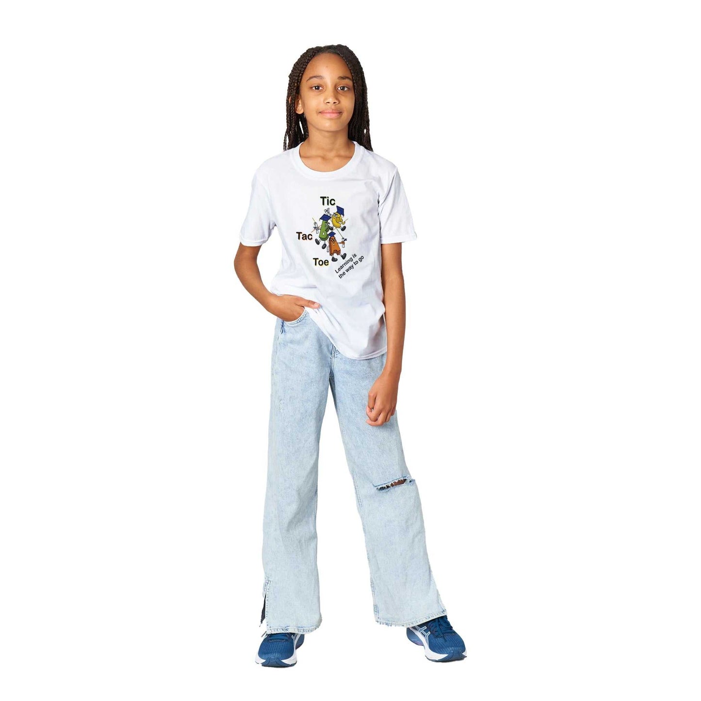 Classic Kids Crewneck T-shirt - Tic Tac Toe Learning is the Way to Go
