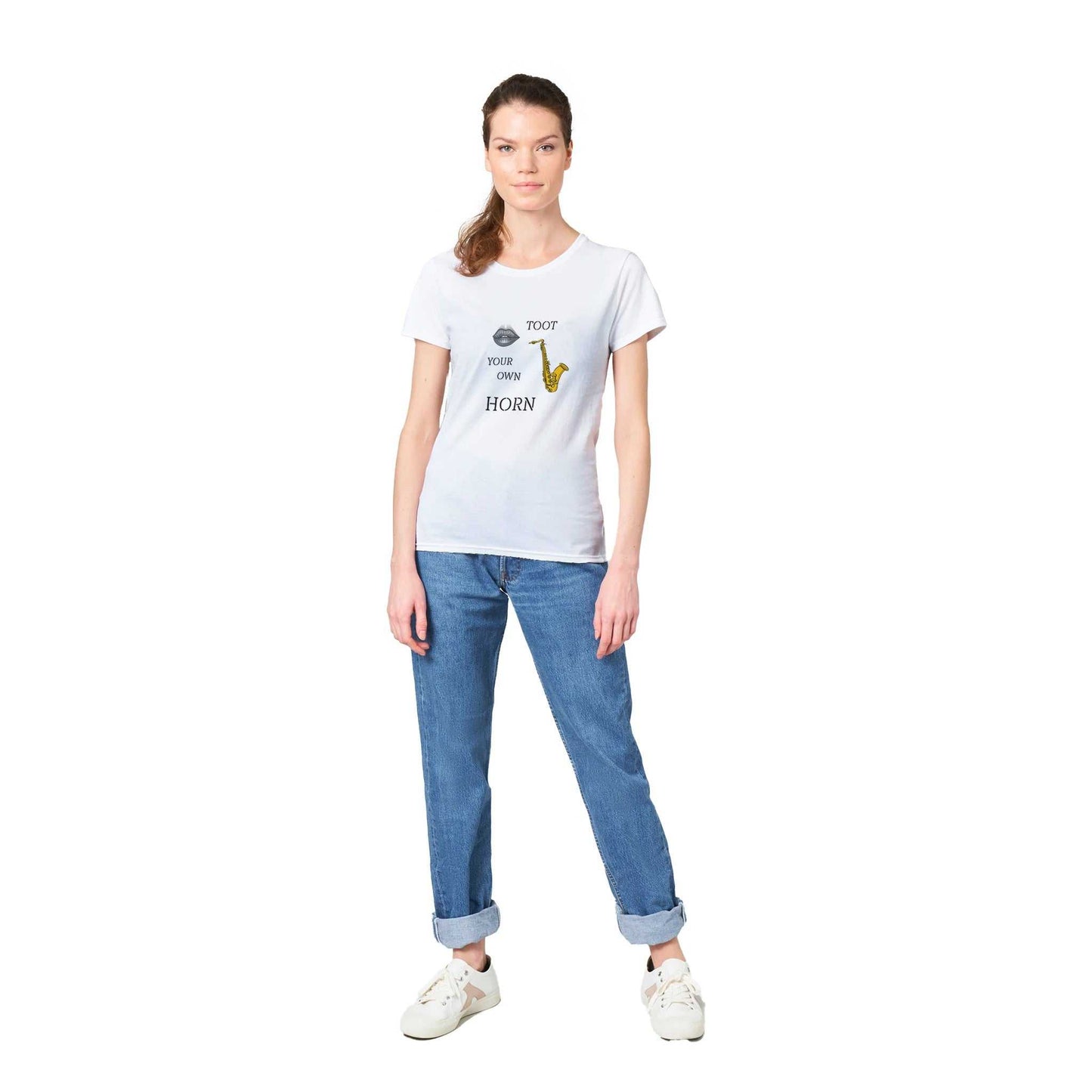 Heavyweight Womens Crewneck T-shirt - Toot Your Own Horn