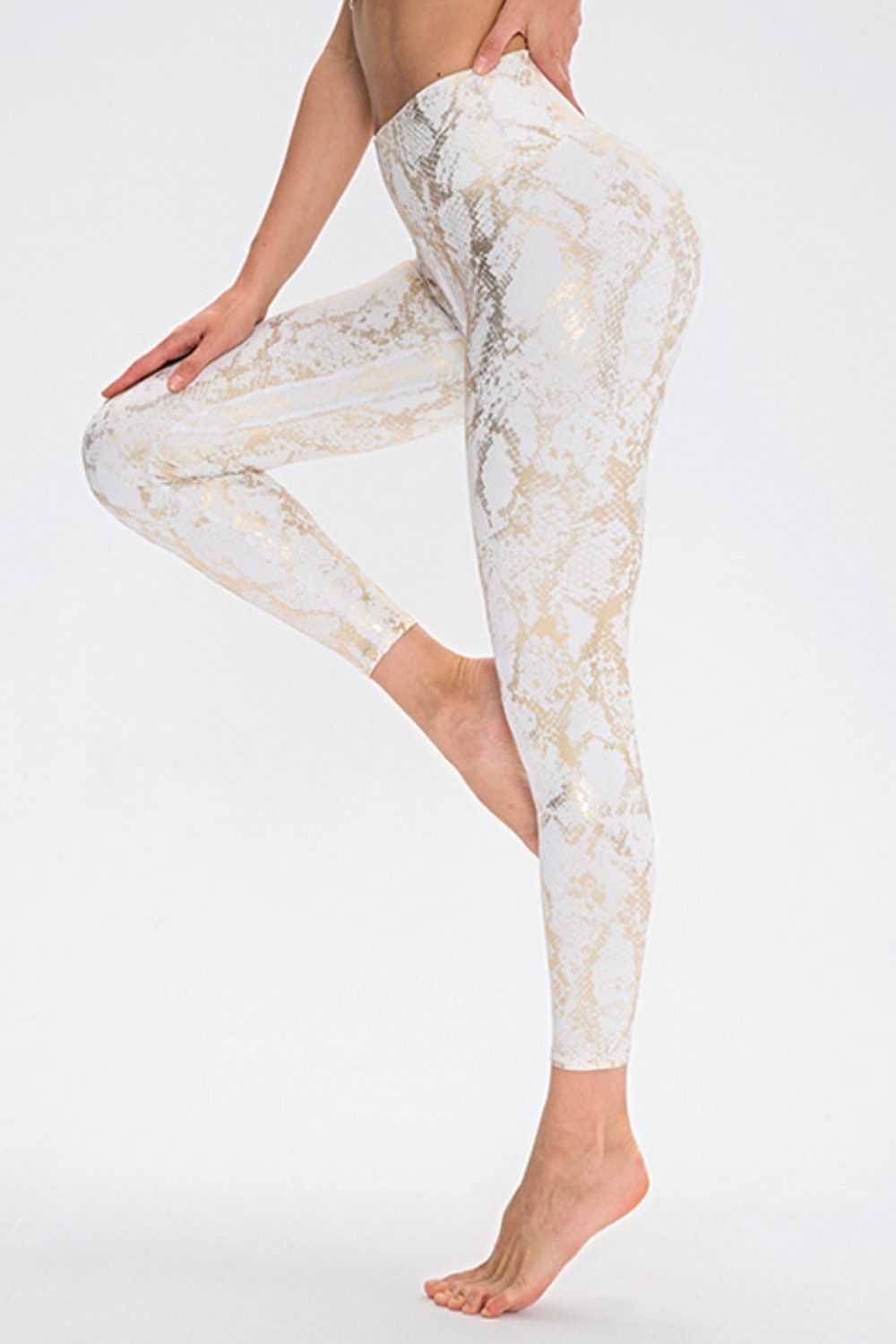 Animal Print Slim Waistband Long Sports Pants Fit Wide