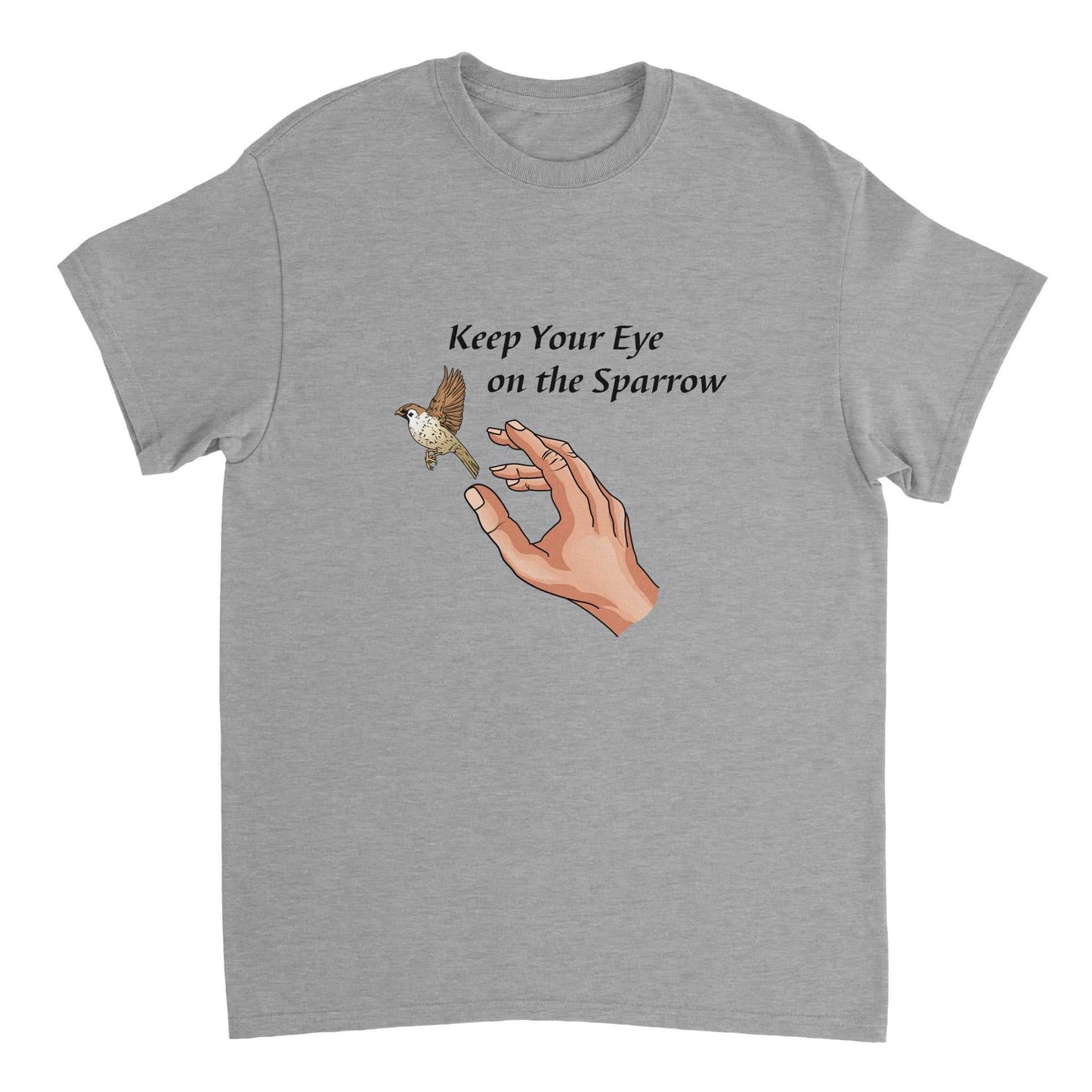 Heavyweight Unisex Crewneck T-shirt - Eyes on the Sparrow
