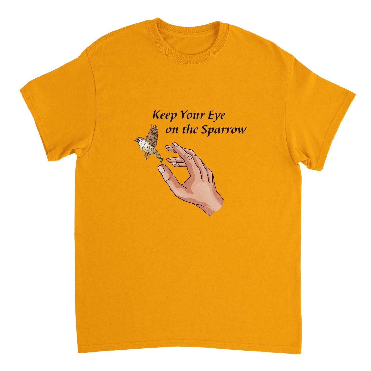 Heavyweight Unisex Crewneck T-shirt - Eyes on the Sparrow
