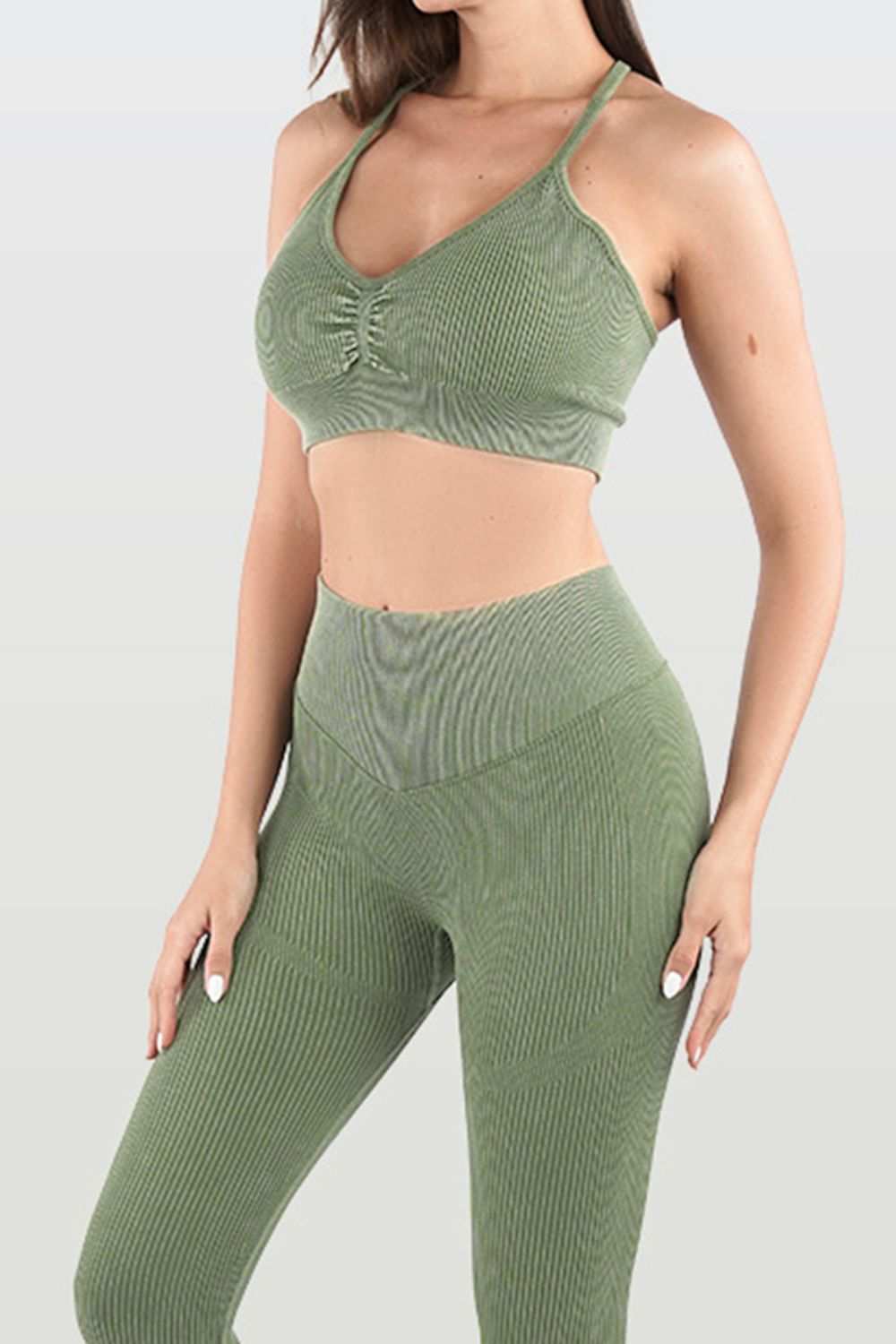 Ruched Spaghetti Strap Top and Pants Active Set