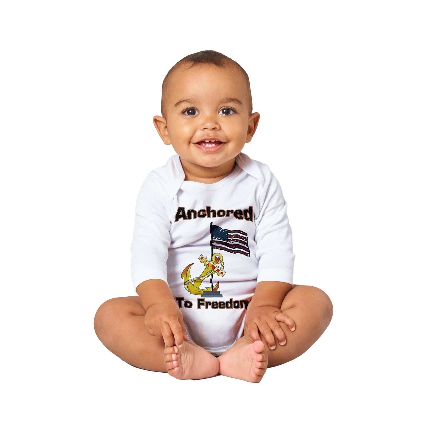 Classic Baby Long Sleeve Bodysuit Our Future is Anchored to Freedom