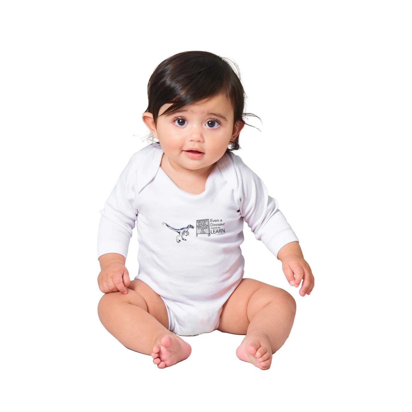 Classic Baby Long Sleeve Bodysuit - Even A Dinosaur wants to learn