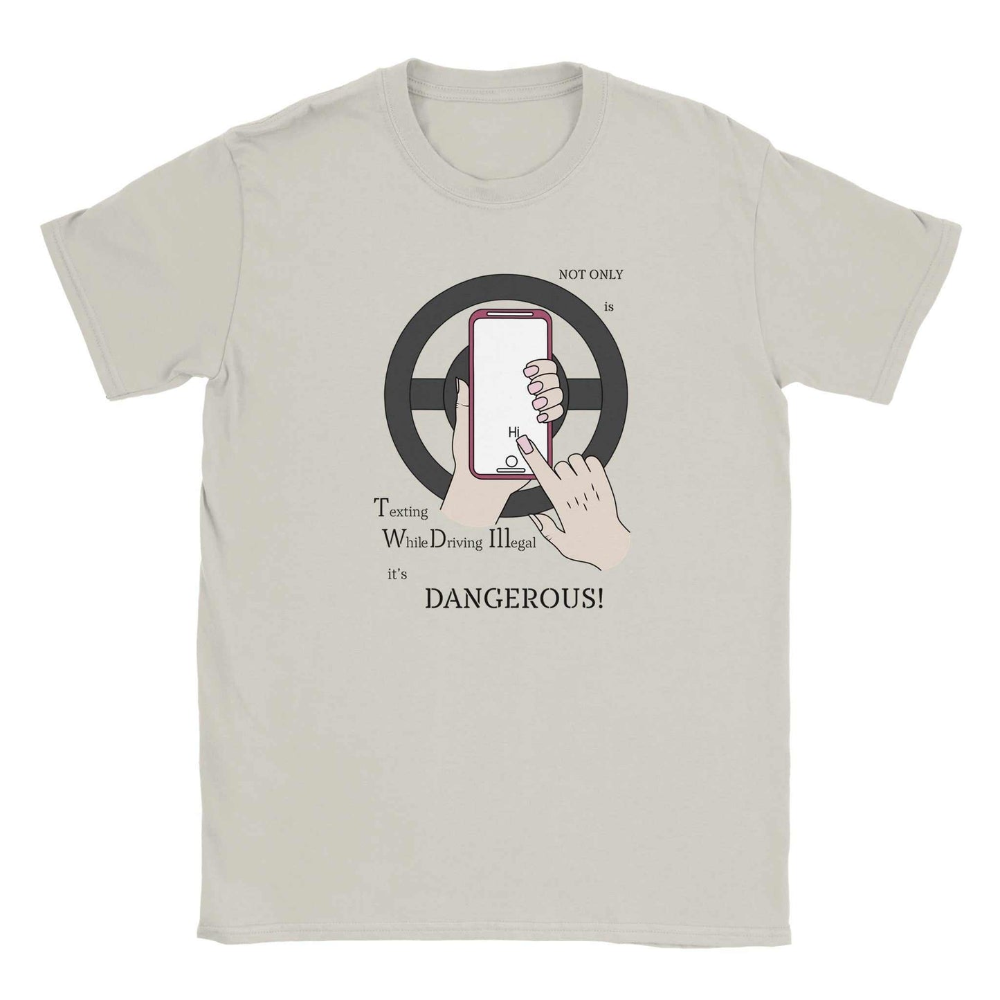 Classic Kids Crewneck T-shirt - Texting While Driving Is Illegal - Teach them early