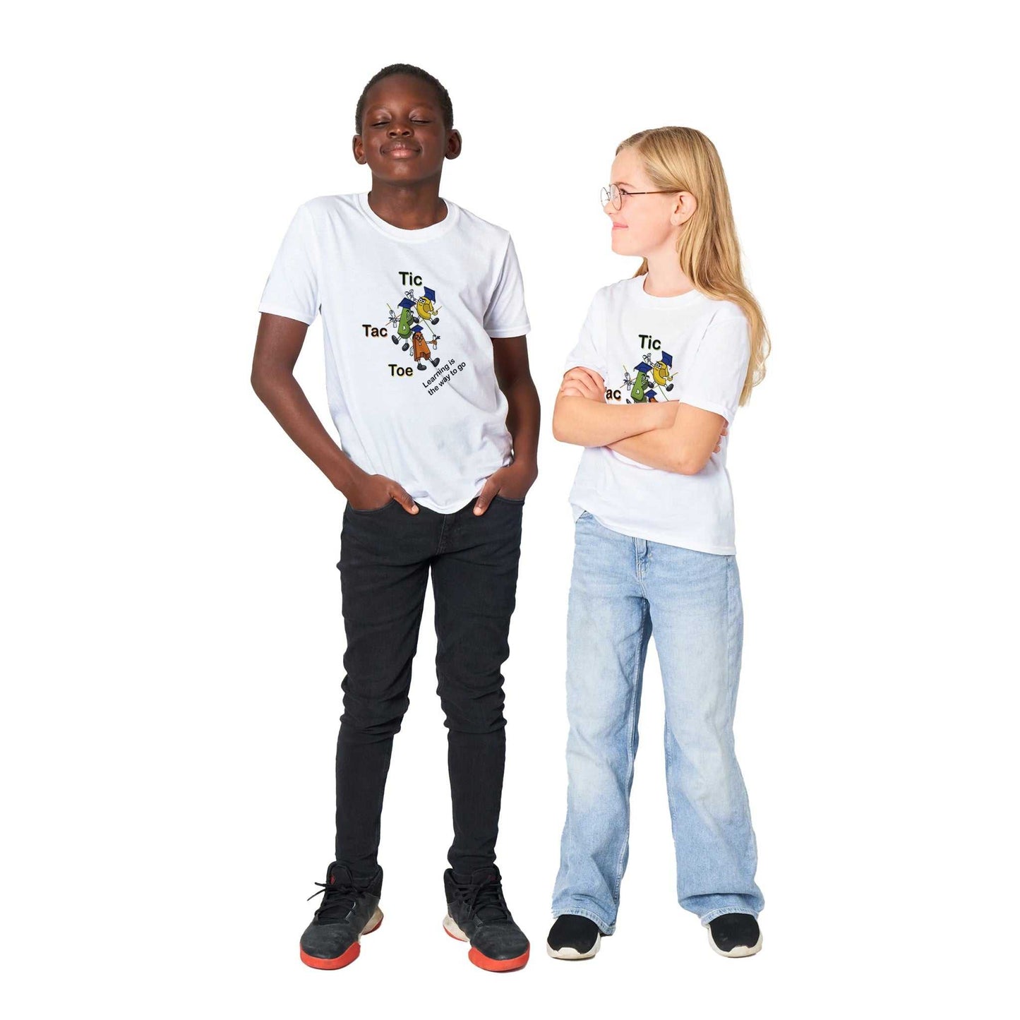 Classic Kids Crewneck T-shirt - Tic Tac Toe Learning is the Way to Go