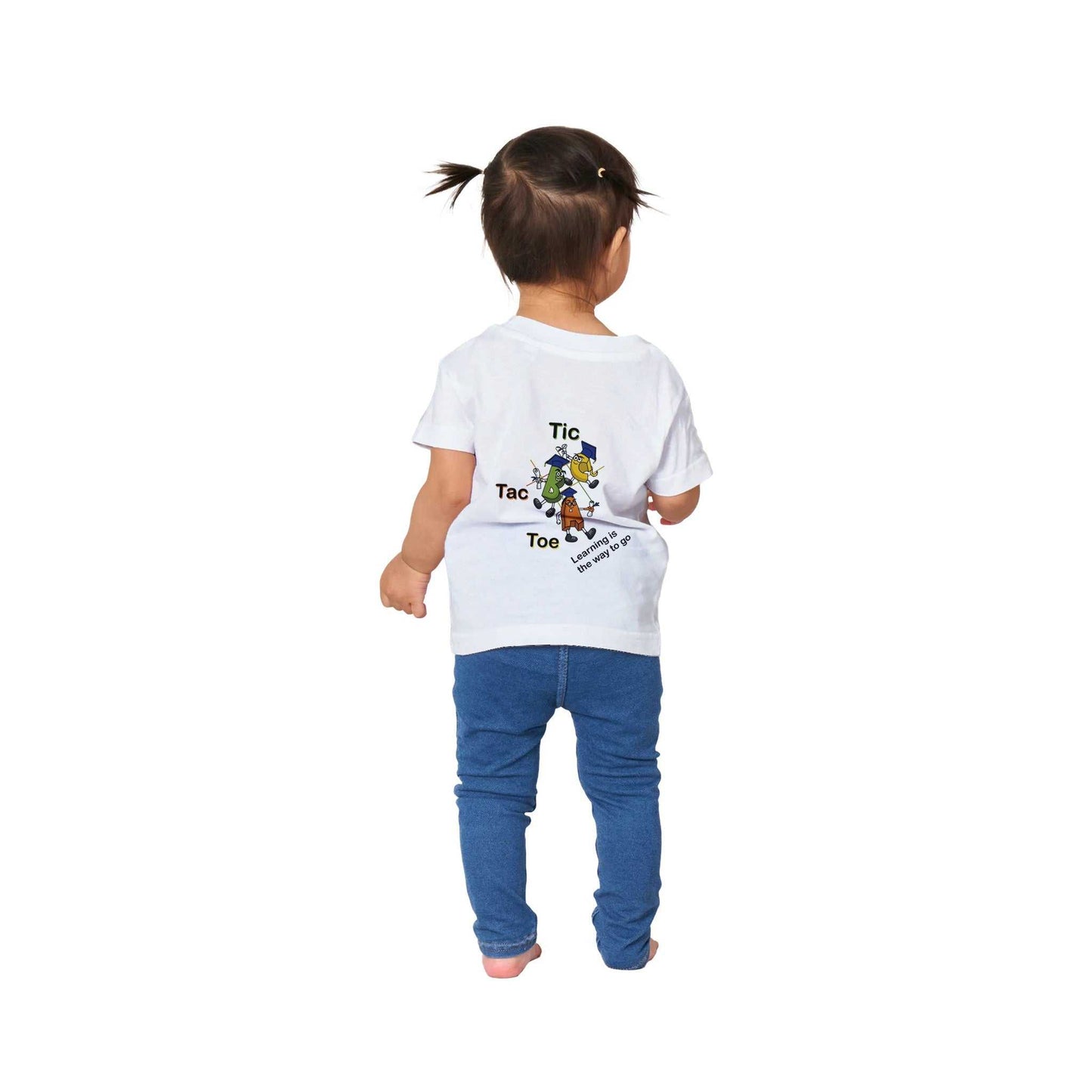 Classic Baby Crewneck T-shirt - Tic Tac Toe Learning is the Way to Go (back)