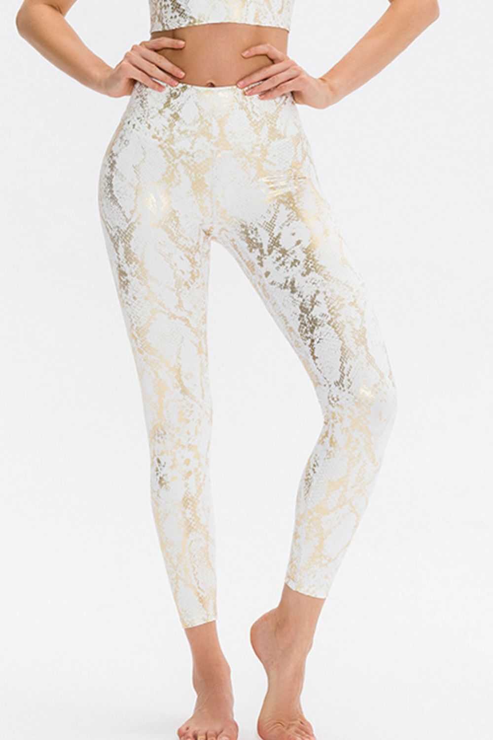 Animal Print Slim Waistband Long Sports Pants Fit Wide