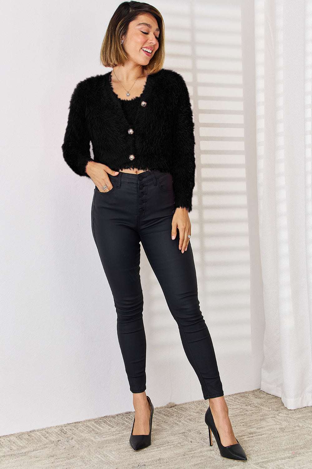 Scoop Neck Vest and Cardigan Sweater Set