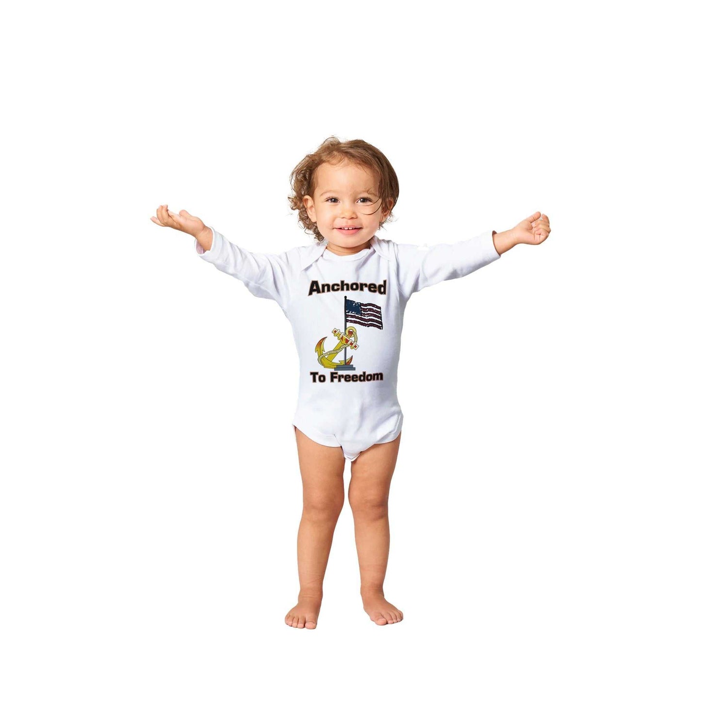 Classic Baby Long Sleeve Bodysuit Our Future is Anchored to Freedom