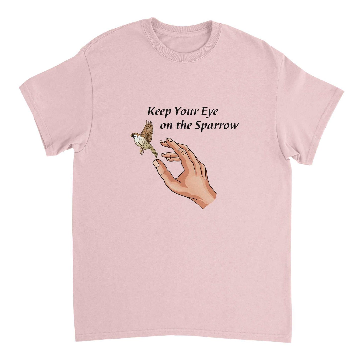 Heavyweight Unisex Crewneck T-shirt - Eyes on the Sparrow