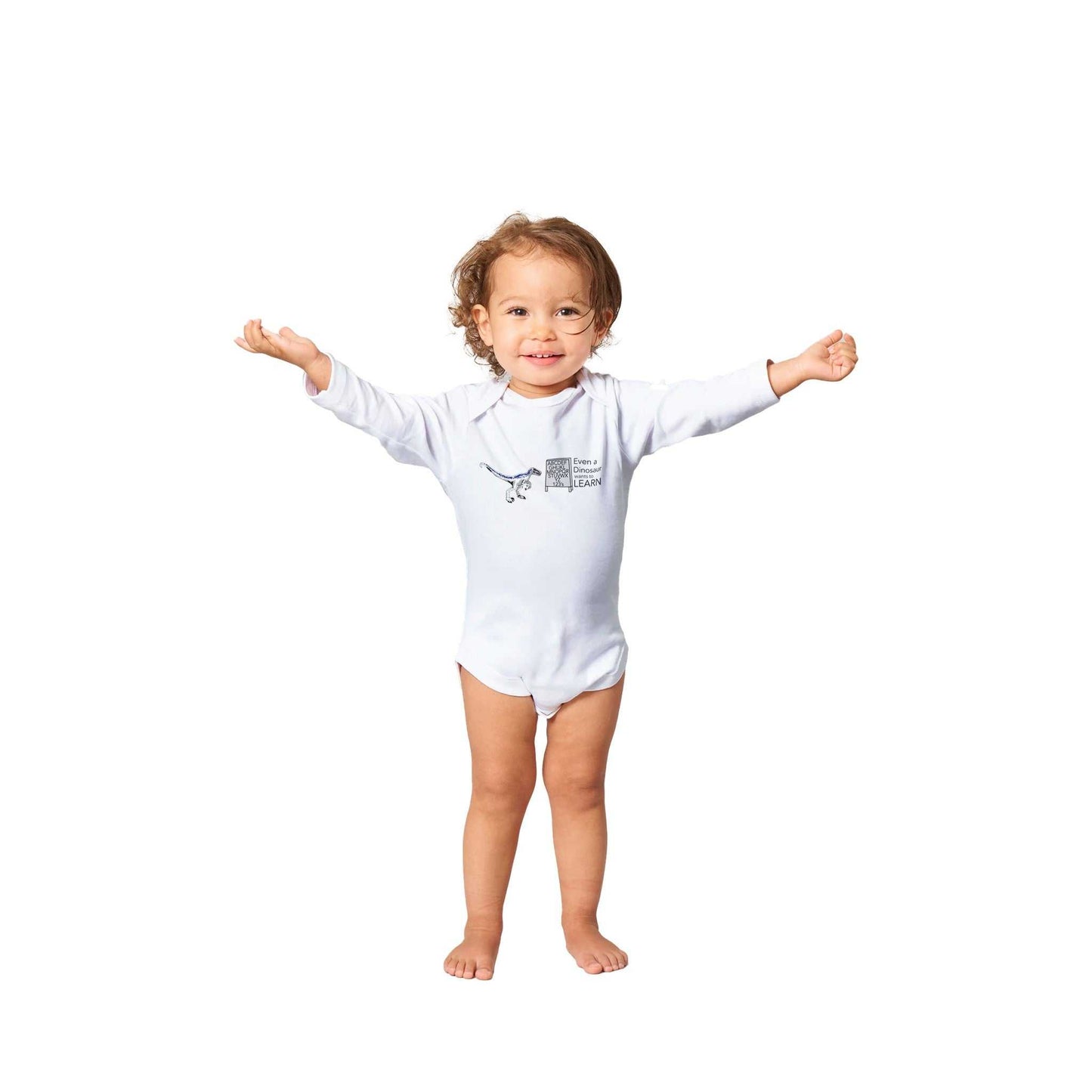 Classic Baby Long Sleeve Bodysuit - Even A Dinosaur wants to learn
