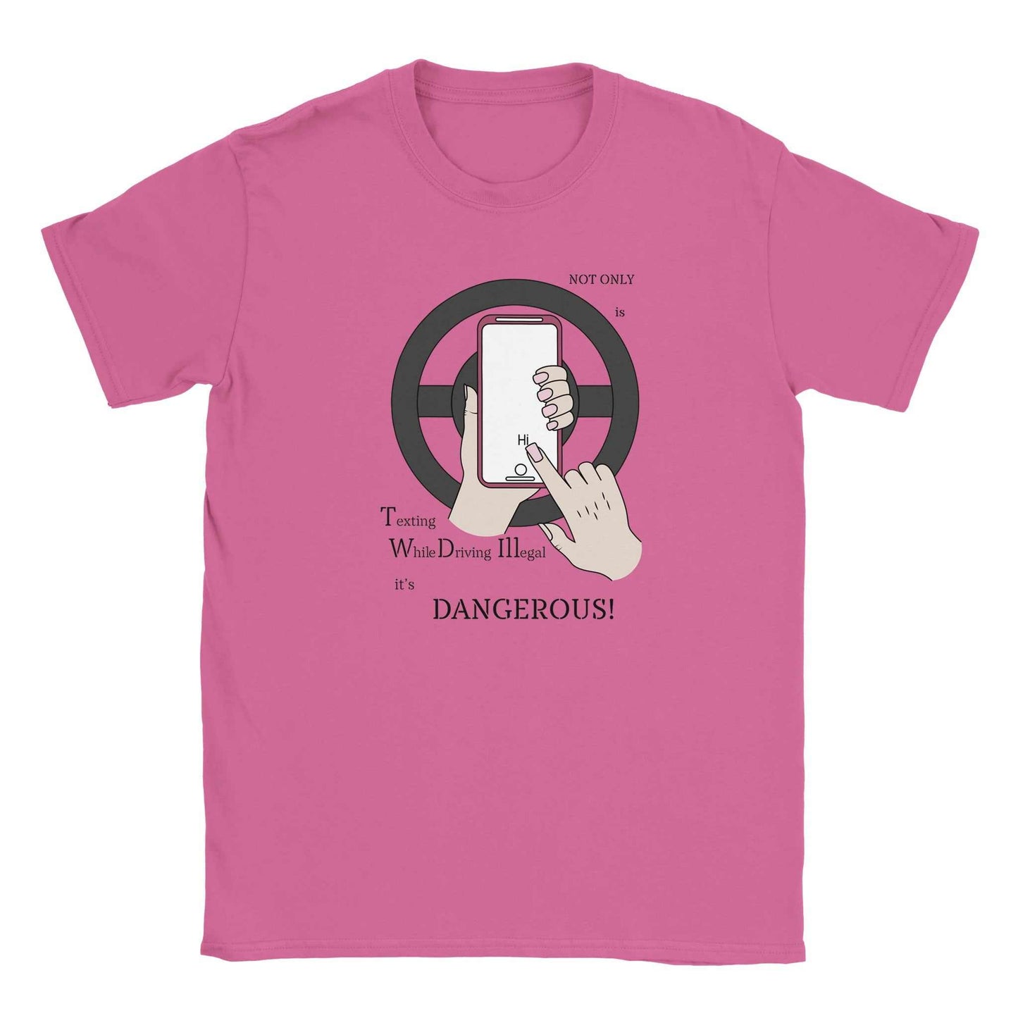 Classic Kids Crewneck T-shirt - Texting While Driving Is Illegal - Teach them early