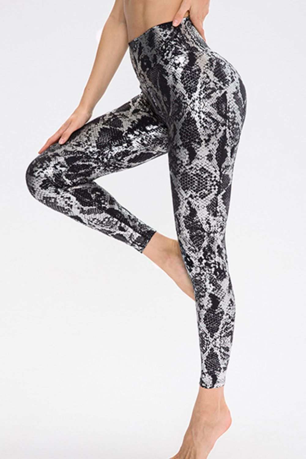 Animal Print Slim Waistband Long Sports Pants Fit Wide