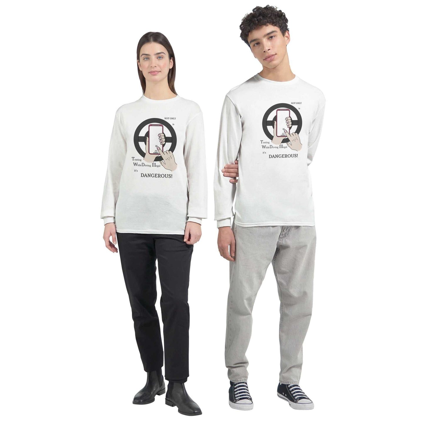 Classic Unisex Longsleeve T-shirt - Texting While Driving Is Dangerous