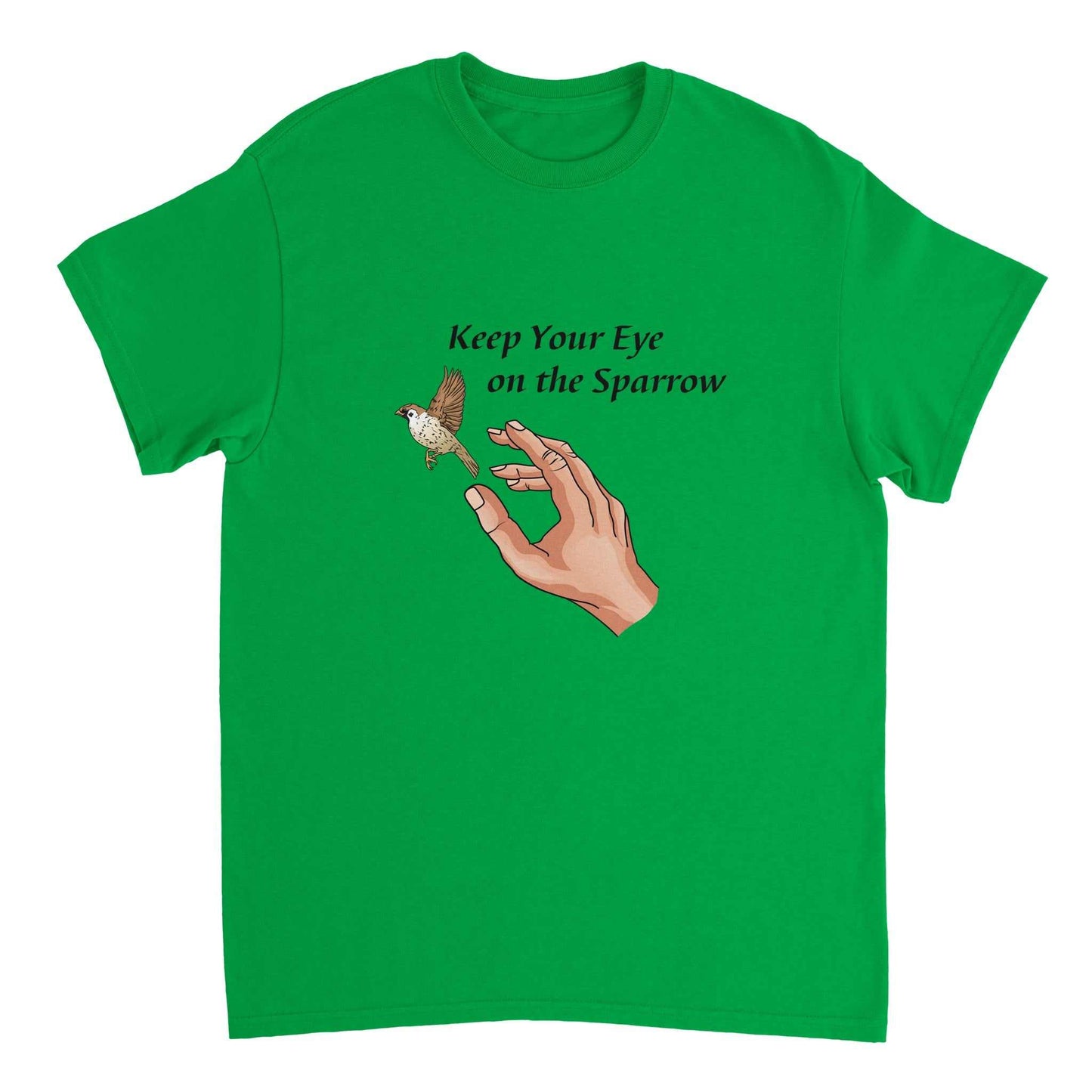 Heavyweight Unisex Crewneck T-shirt - Eyes on the Sparrow