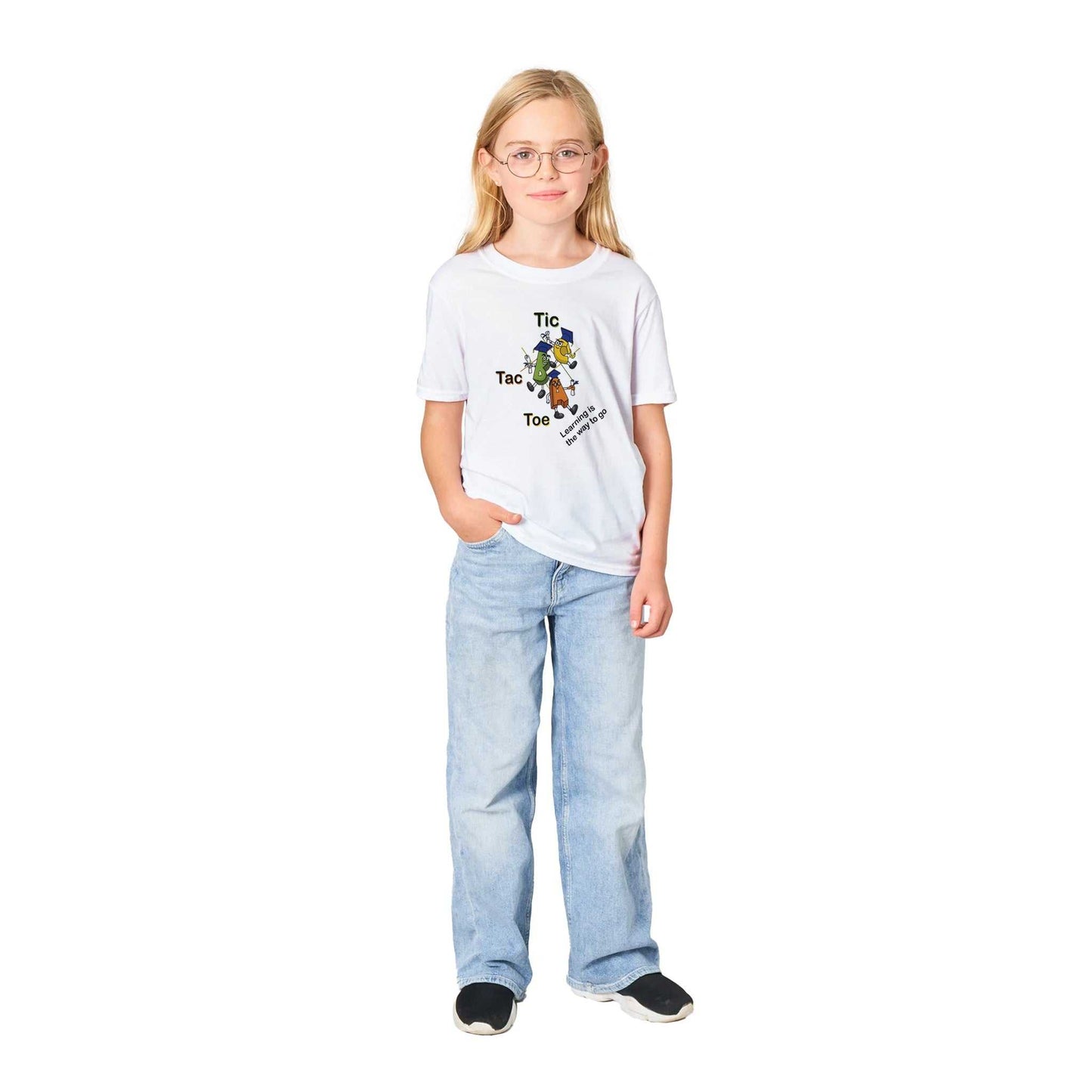 Classic Kids Crewneck T-shirt - Tic Tac Toe Learning is the Way to Go