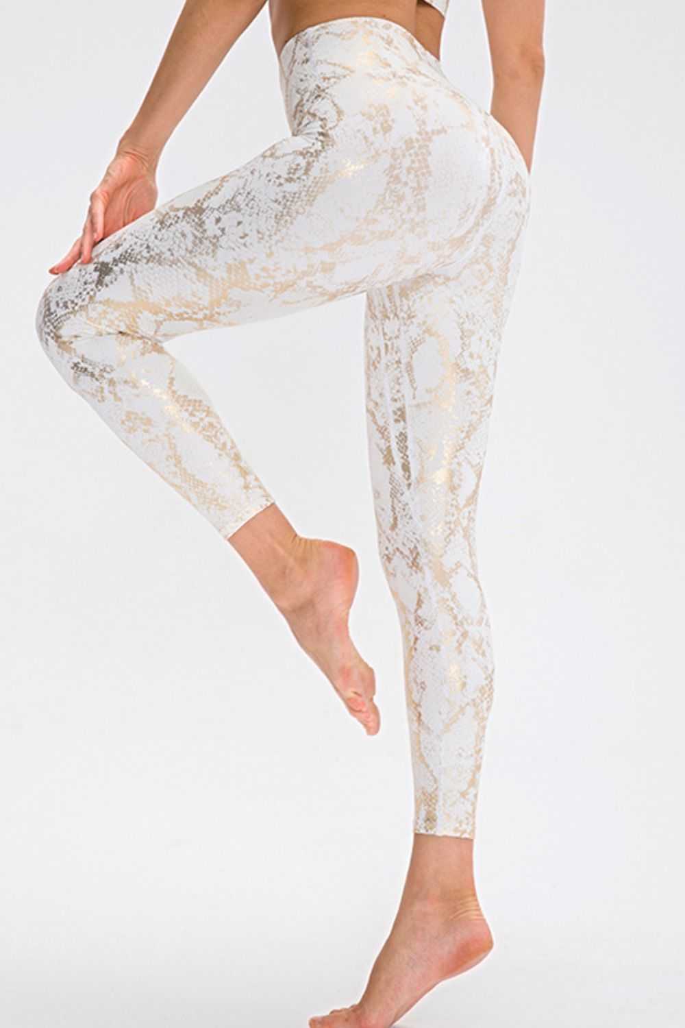 Animal Print Slim Waistband Long Sports Pants Fit Wide