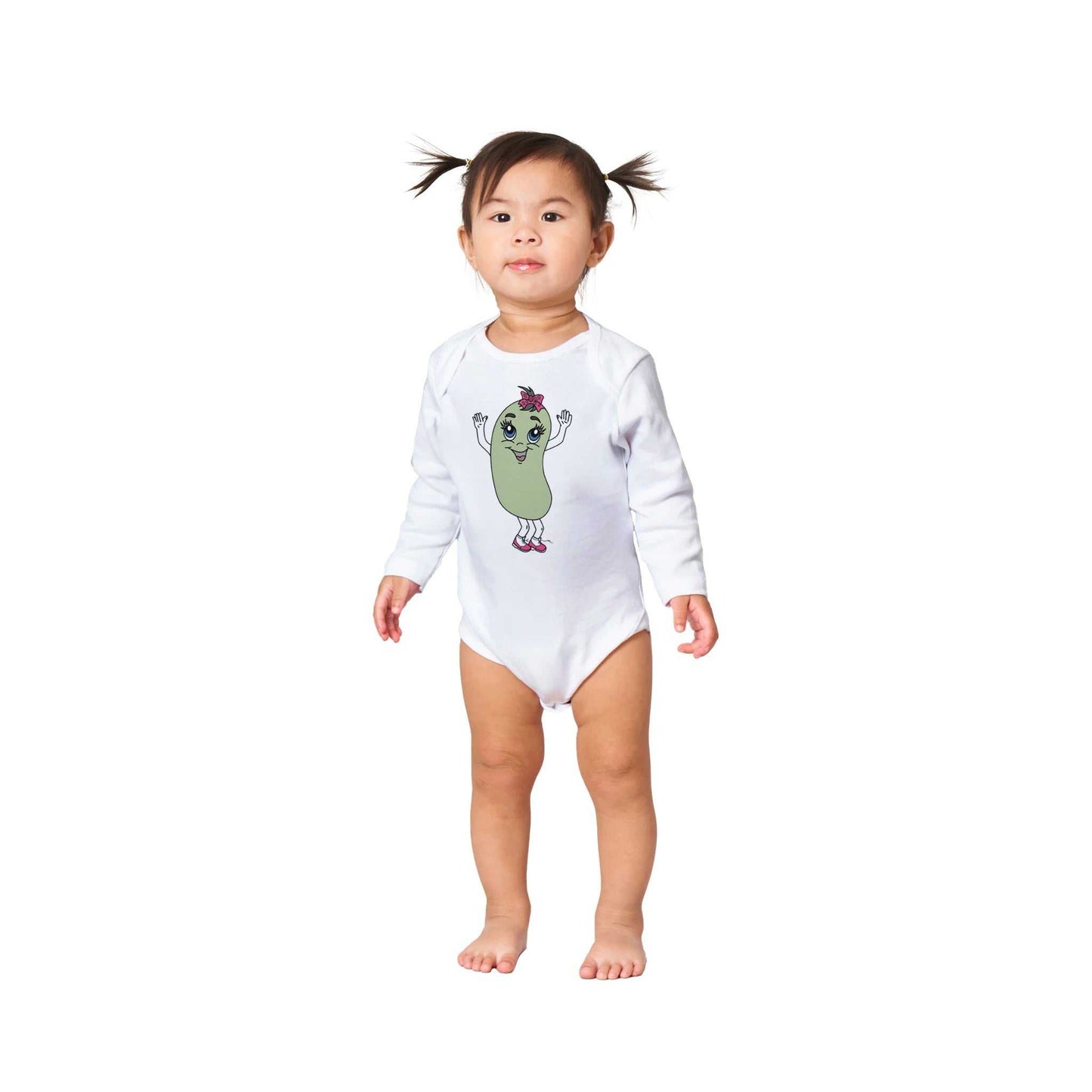 Classic Baby Long Sleeve Bodysuit - Baby Lima Bean w/Bow