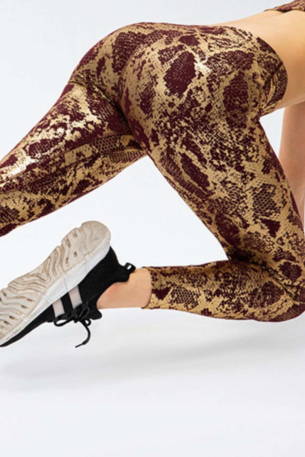 Animal Print Slim Waistband Long Sports Pants Fit Wide