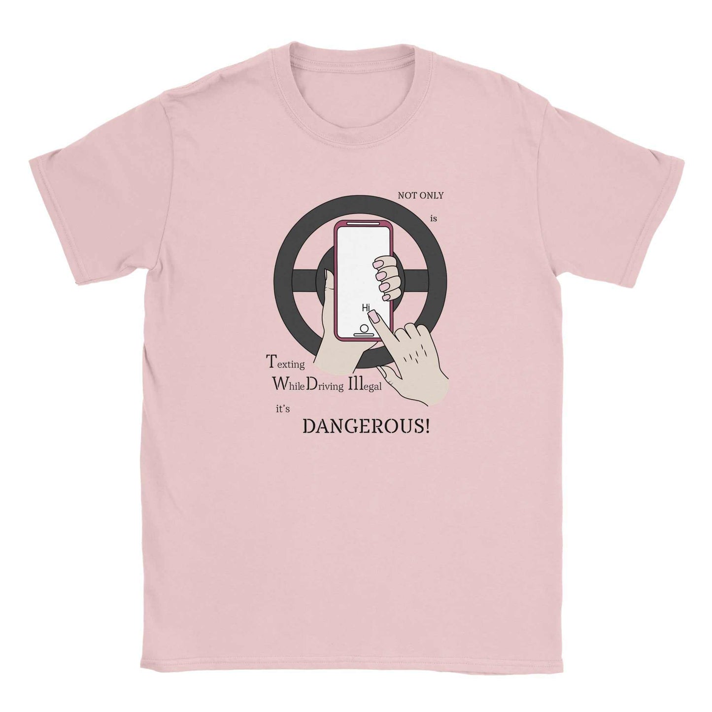 Classic Kids Crewneck T-shirt - Texting While Driving Is Illegal - Teach them early