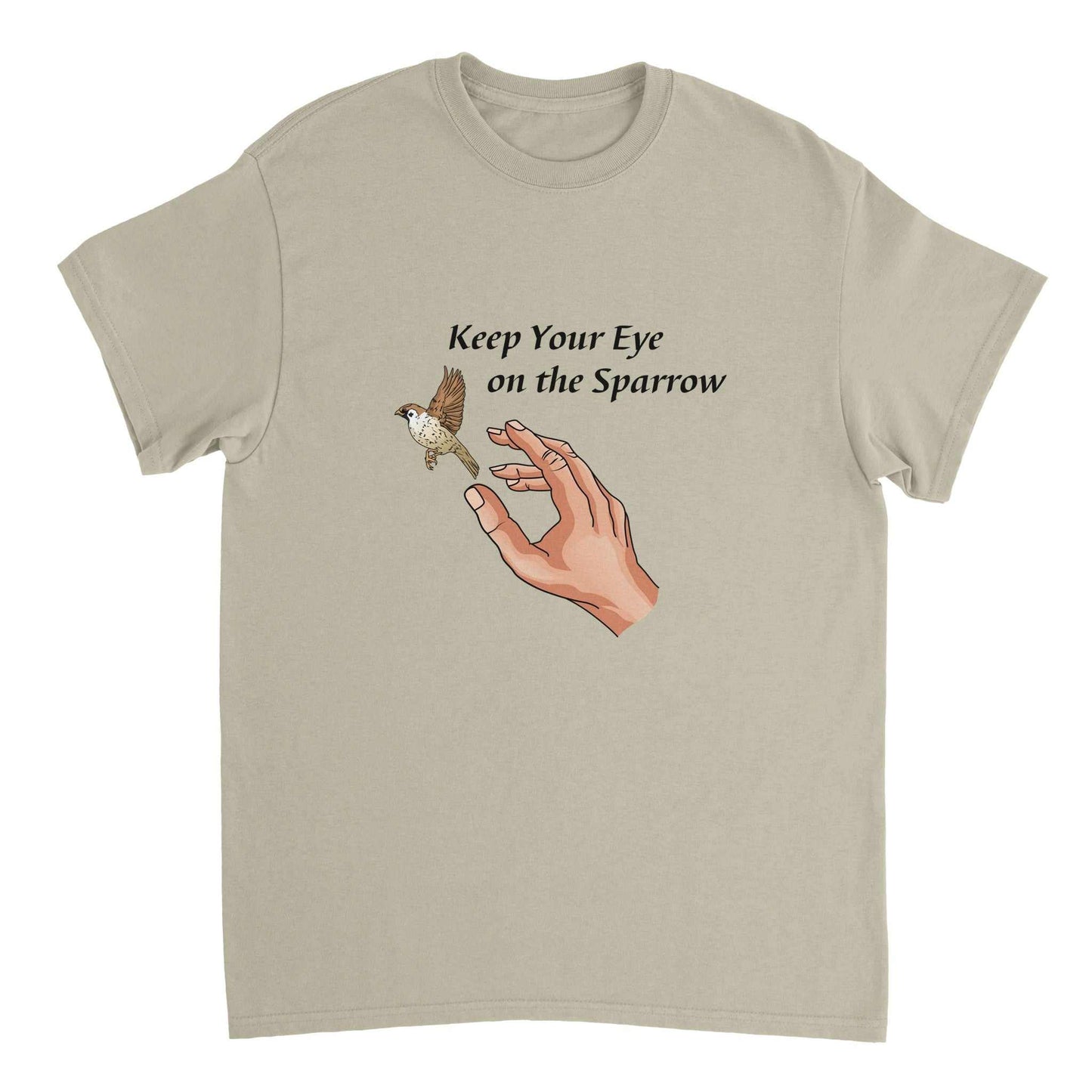 Heavyweight Unisex Crewneck T-shirt - Eyes on the Sparrow