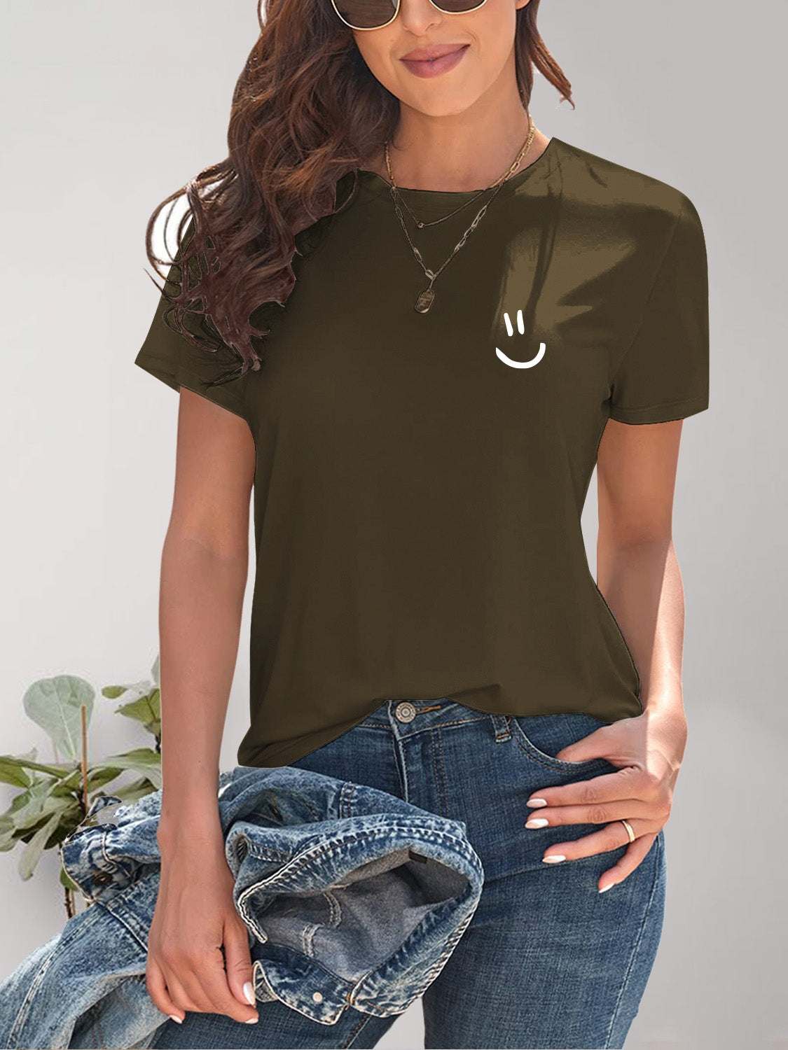 Smile Graphic Round Neck Short Sleeve