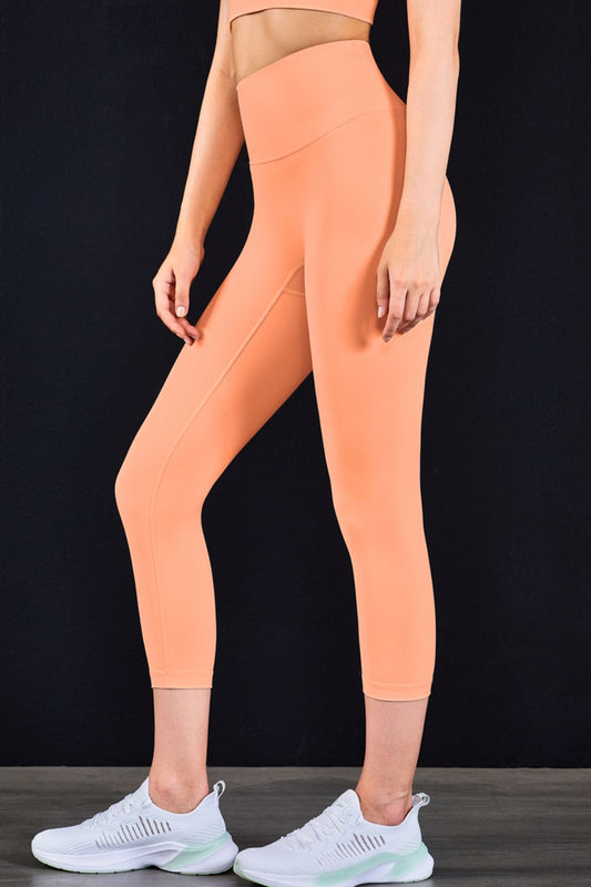 Skin Elastic Waistband Cropped Yoga Leggings