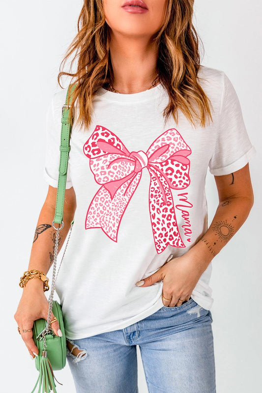 Bow Graphic Round Neck Short Sleeve
