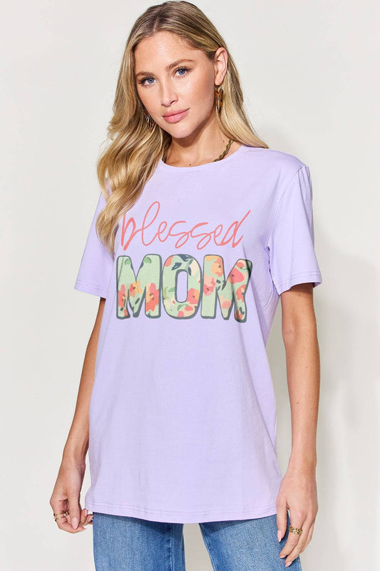 Simply Love Full Size Letter Graphic Round Neck Short Sleeve