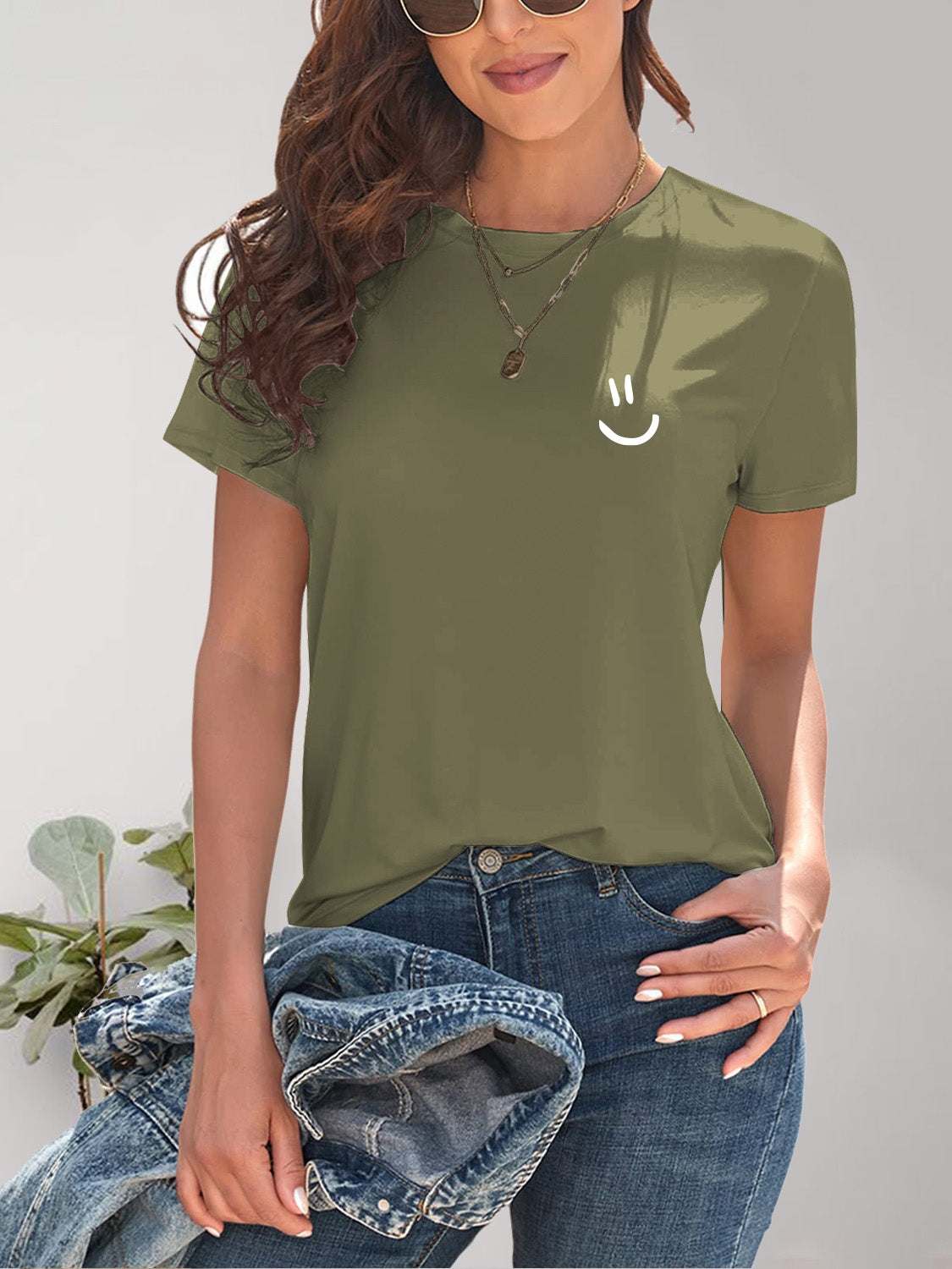 Smile Graphic Round Neck Short Sleeve