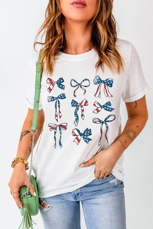 Bow Round Neck Short Sleeve