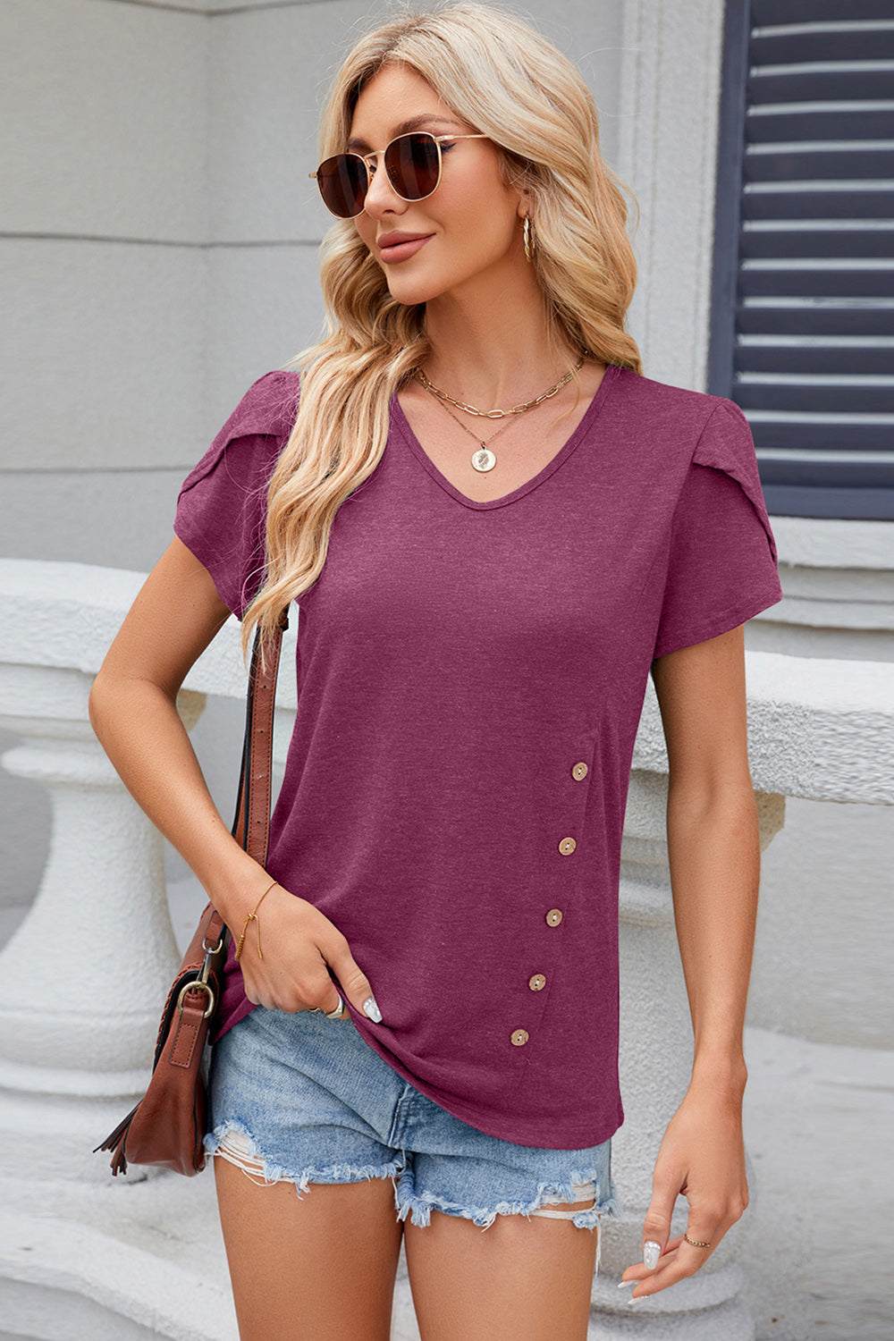 -Neck Petal Sleeve