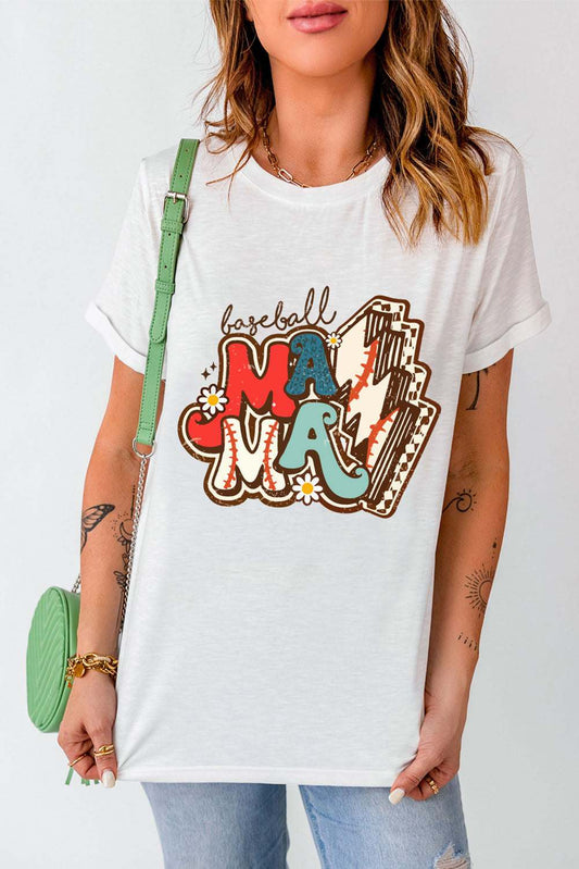 Letter Graphic Round Neck Short Sleeve