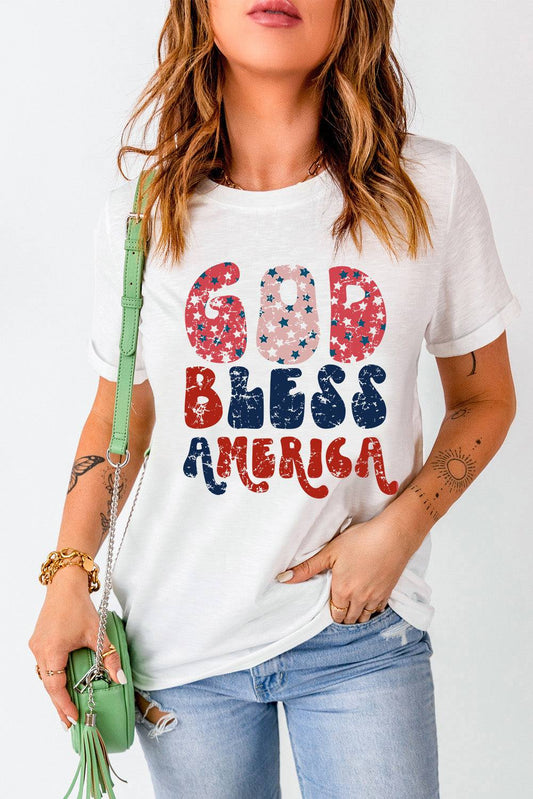 Letter Graphic Round Neck Short Sleeve