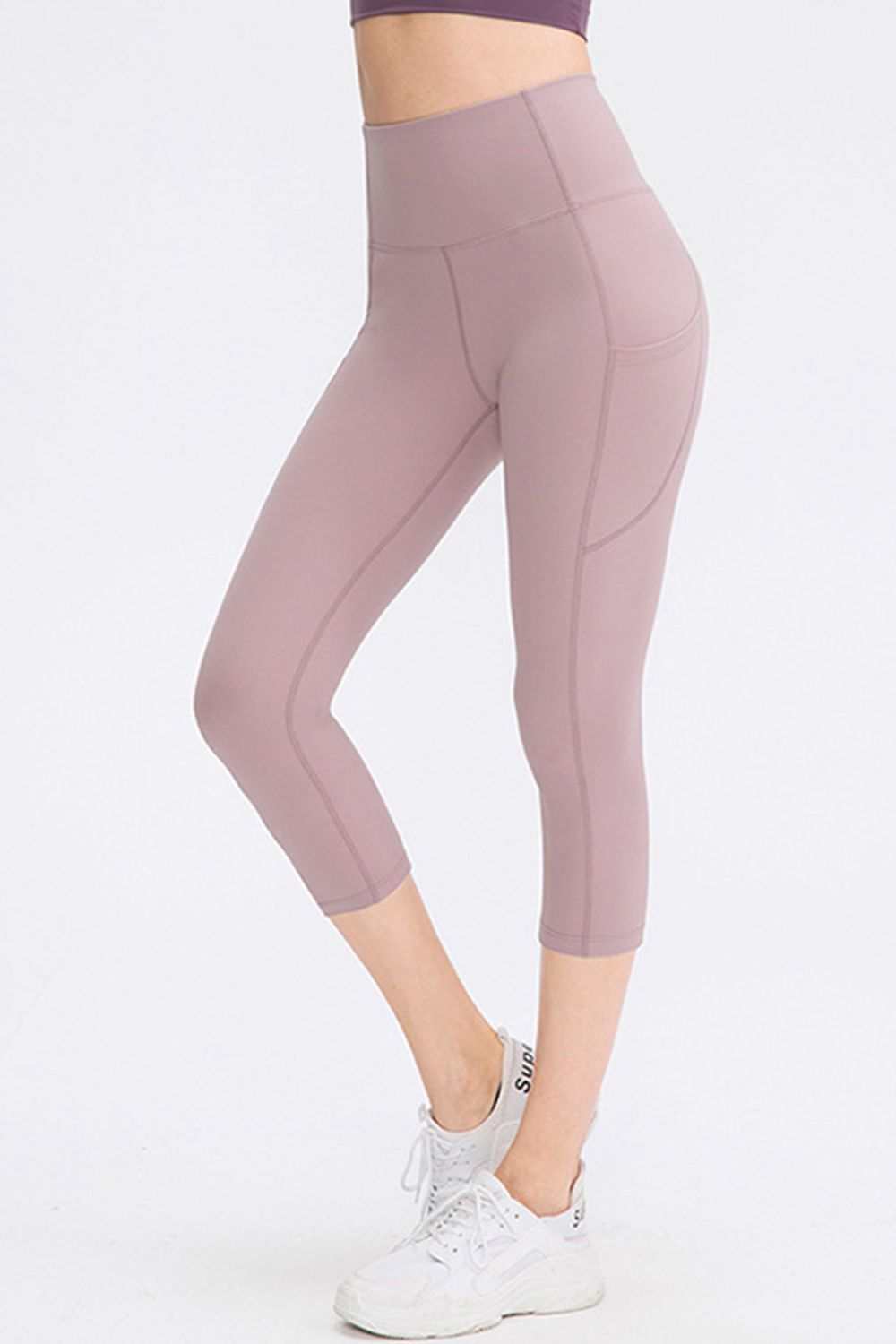 Wide Waistband Cropped Active Leggings