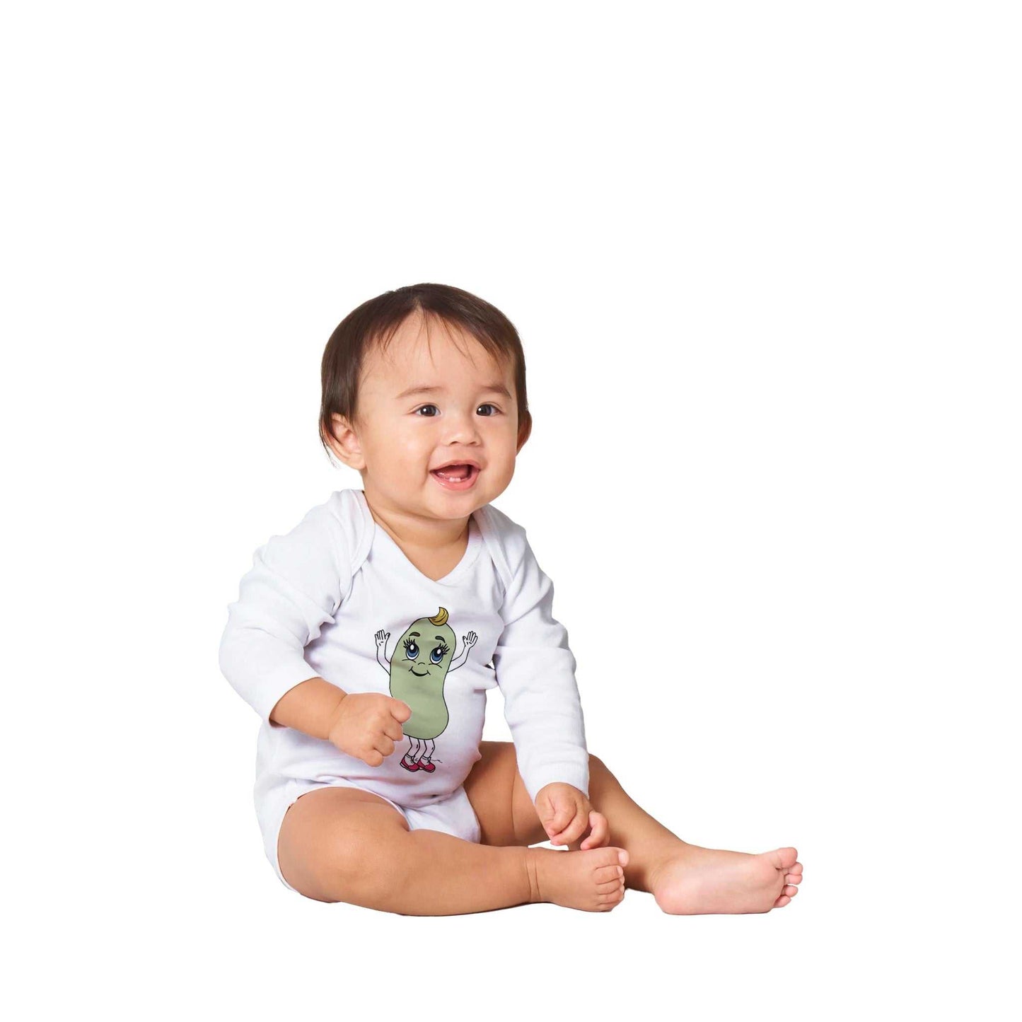 Classic Baby Long Sleeve Bodysuit - Cool Lima Bean Baby w/Yellow Hair