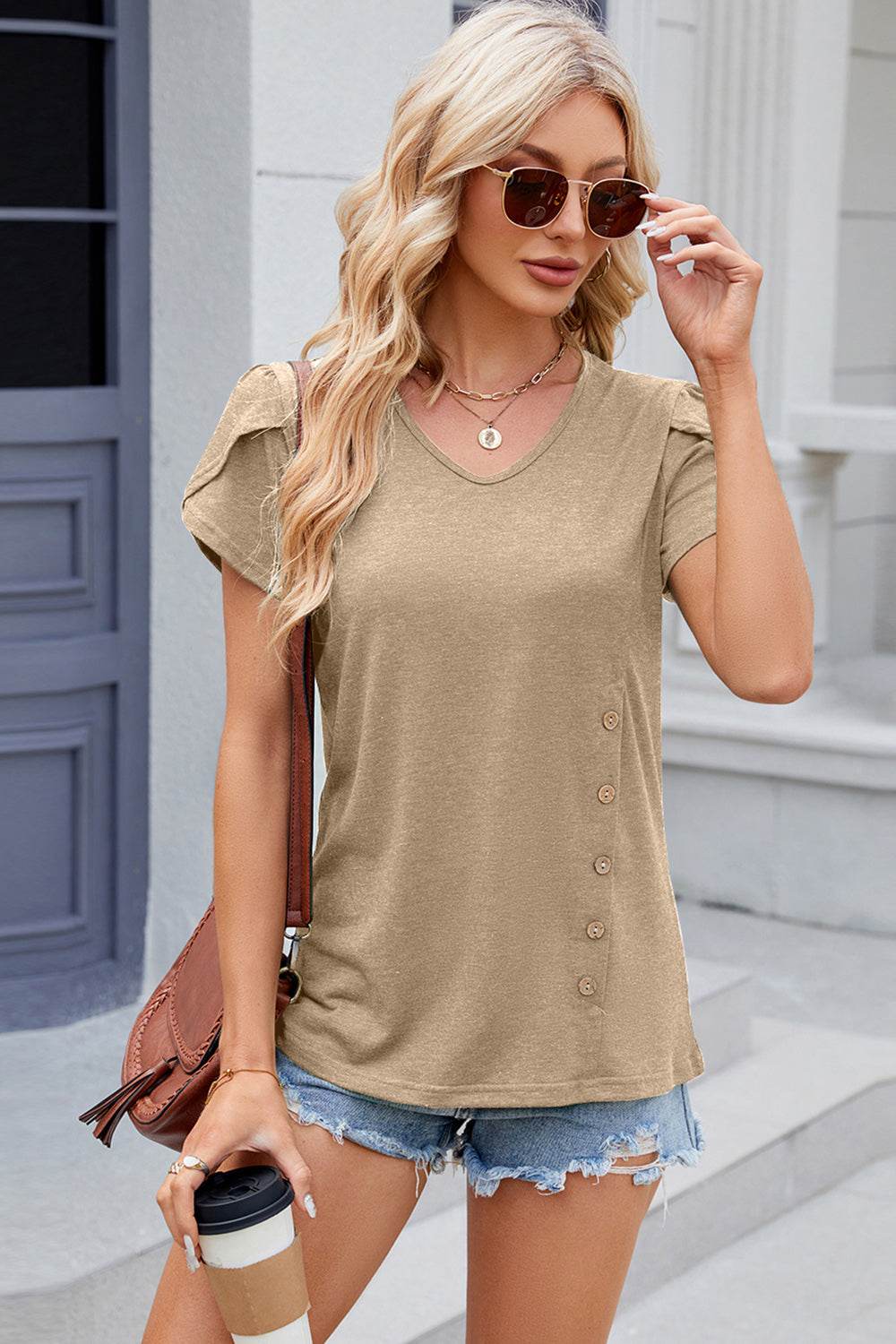 -Neck Petal Sleeve