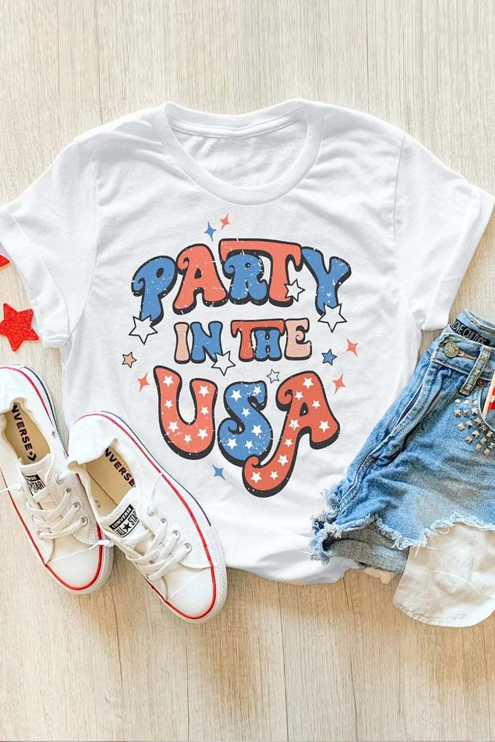 Letter Graphic Round Neck Short Sleeve