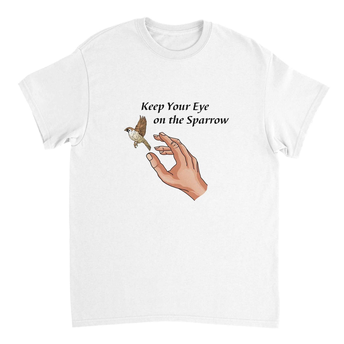 Heavyweight Unisex Crewneck T-shirt - Eyes on the Sparrow
