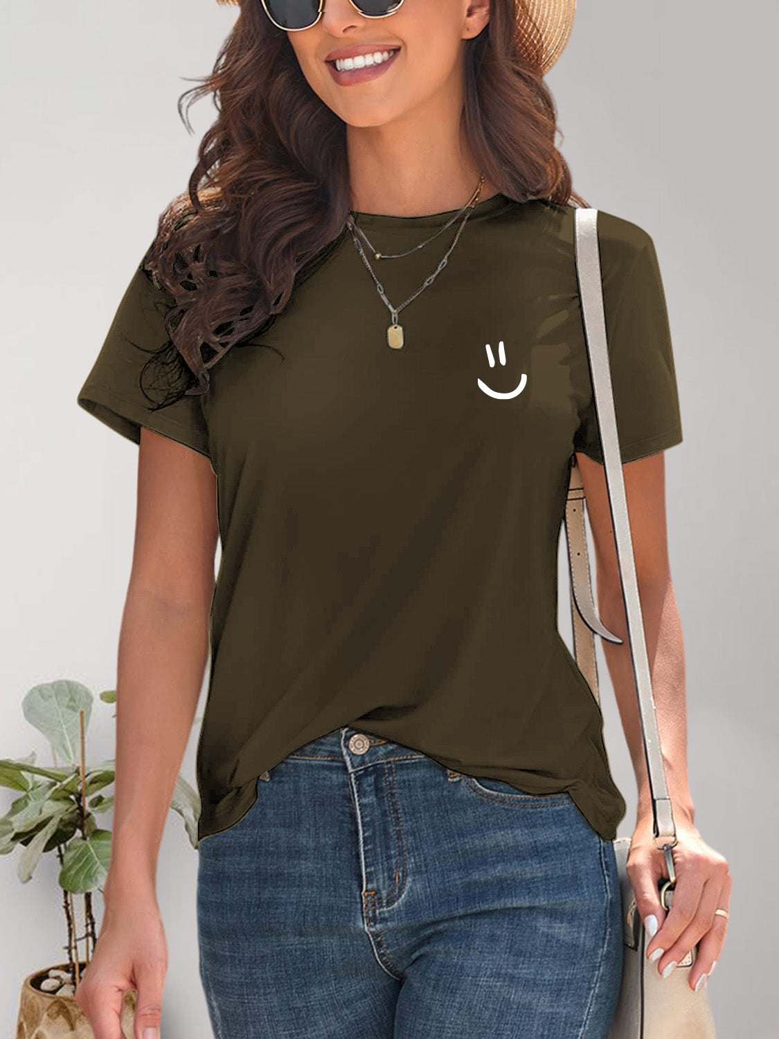 Smile Graphic Round Neck Short Sleeve