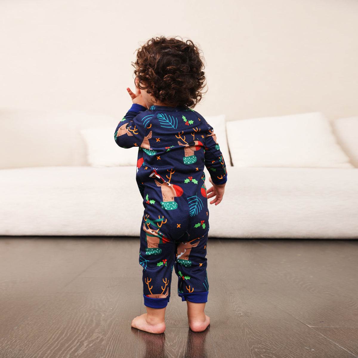 Reindeer Print Round Neck Jumpsuit