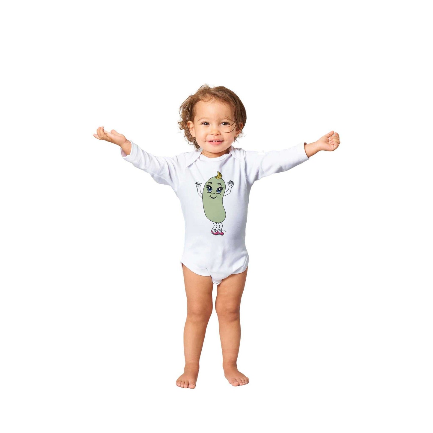Classic Baby Long Sleeve Bodysuit - Cool Lima Bean Baby w/Yellow Hair