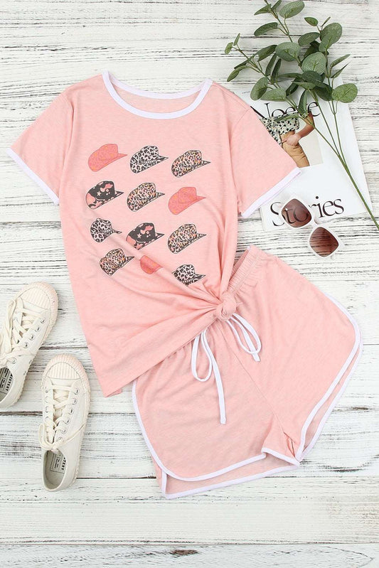 Drawstring Shorts Loungewear Set